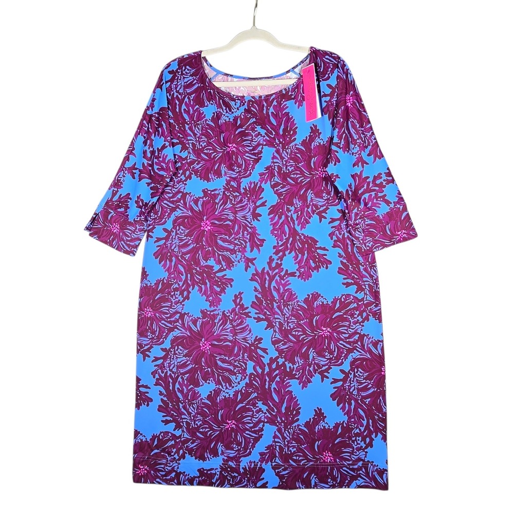 Lilly Pulitzer Braedyn UPF 50+ Dress Abaco Blue Feel Like A Shellebrit Large NWT